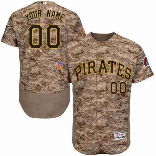 Custom Pittsburgh Pirates Camouflage Stitched Flex Base Jersey