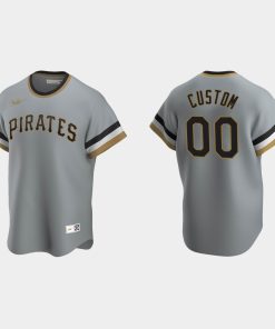 Custom Pittsburgh Pirates Cooperstown Collection Road Jersey Gray