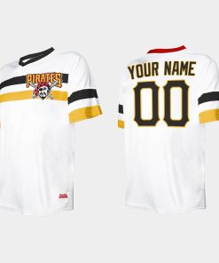 Custom Pittsburgh Pirates Cooperstown Collection V-neck Jersey White