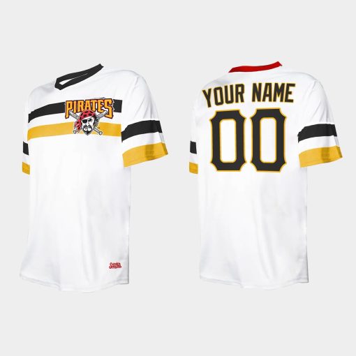 Custom Pittsburgh Pirates Cooperstown Collection V-neck Jersey White