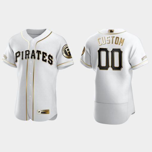 Custom Pittsburgh Pirates Flex Base Golden Edition Jersey White