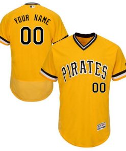 Custom Pittsburgh Pirates Yellow Stitched Flex Base Jersey