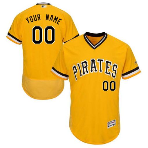 Custom Pittsburgh Pirates Yellow Stitched Flex Base Jersey