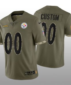 Custom Pittsburgh Steelers Active Player 2022 Olive Salute To Service Limited Stitched Jersey
