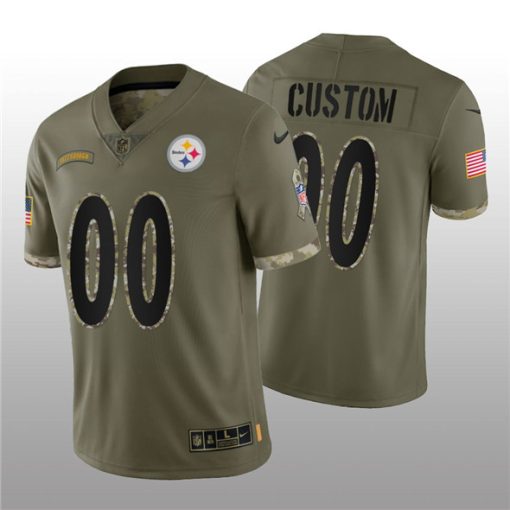 Custom Pittsburgh Steelers Active Player 2022 Olive Salute To Service Limited Stitched Jersey