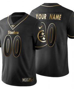 Custom Pittsburgh Steelers Black Golden Limited Football 100 Jersey