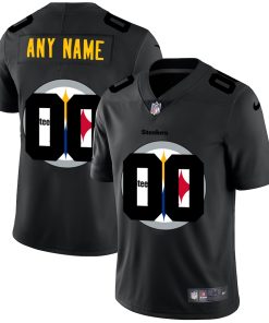 Custom Pittsburgh Steelers Team Logo Dual Overlap Limited Football Jersey Black