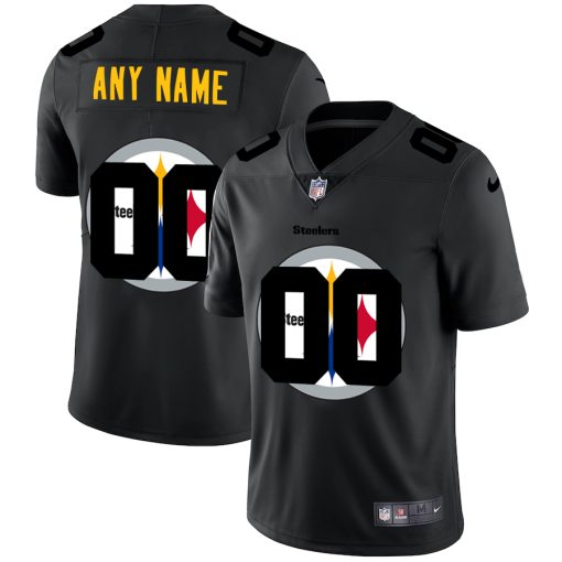 Custom Pittsburgh Steelers Team Logo Dual Overlap Limited Football Jersey Black