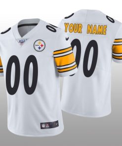 Custom Pittsburgh Steelers White Vapor Limited 100th Season Jersey