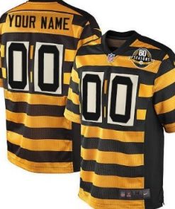 Custom Pittsburgh Steelers Yellow With Black Throwback 80th Jersey