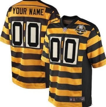 Custom Pittsburgh Steelers Yellow With Black Throwback 80th Jersey