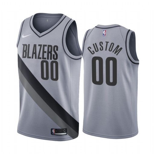 Custom Portland Trail Blazers Gray Swingman 2020-21 Earned Edition Jersey