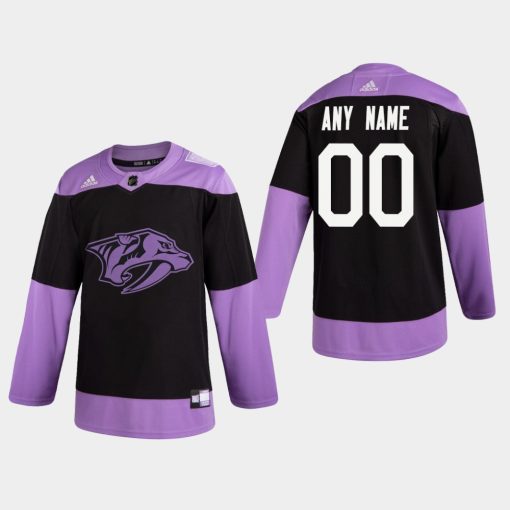 Custom Predators Hockey Fights Cancer Practice Black Jersey