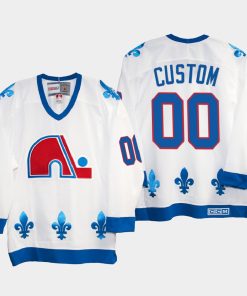 Custom Quebec Nordiques Vintage White 25th Throwback Jersey