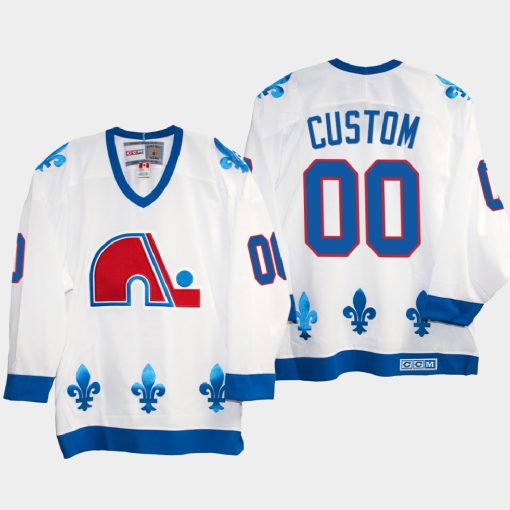 Custom Quebec Nordiques Vintage White 25th Throwback Jersey