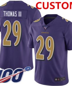 Custom Ravens Purple Stitched Football Limited Rush 100th Season Jersey