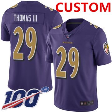 Custom Ravens Purple Stitched Football Limited Rush 100th Season Jersey