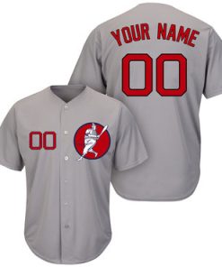 Custom Red Sox Gray Cool Base New Design Jersey