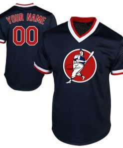 Custom Red Sox Navy Throwback New Design Jersey