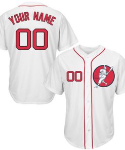 Custom Red Sox White Cool Base New Design Jersey