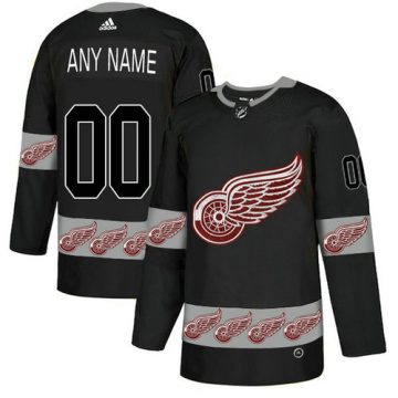 Custom Red Wings Black Team Logos Fashion Jersey