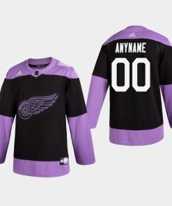 Custom Red Wings Hockey Fights Cancer Practice Black Jersey