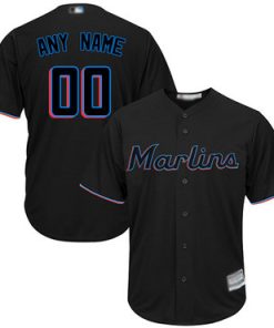 Custom Replica Jersey Black Baseball Alternate Miami Marlins Cool Base