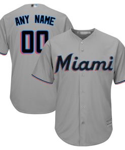 Custom Replica Jersey Grey Baseball Road Miami Marlins Cool Base