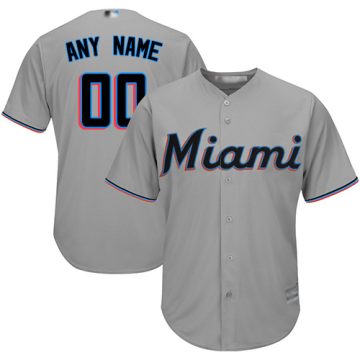 Custom Replica Jersey Grey Baseball Road Miami Marlins Cool Base