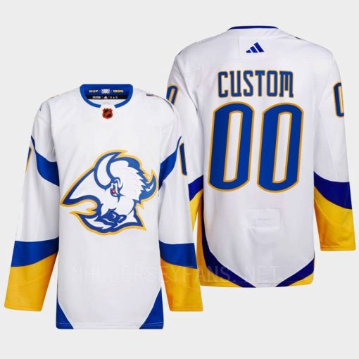 Custom Reverse Retro 20 2022 Buffalo Sabres White Jersey Primegreen