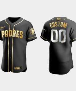 Custom San Diego Padres Golden Edition Flex Base Jersey Black