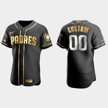 Custom San Diego Padres Golden Edition Flex Base Jersey Black