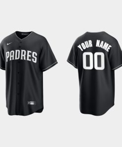 Custom San Diego Padres 2021 All Black Fashion Cool Base Jersey Black White