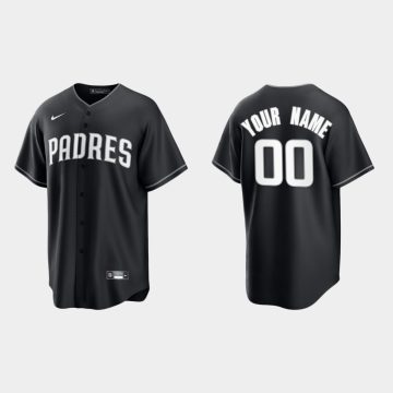 Custom San Diego Padres 2021 All Black Fashion Cool Base Jersey Black White