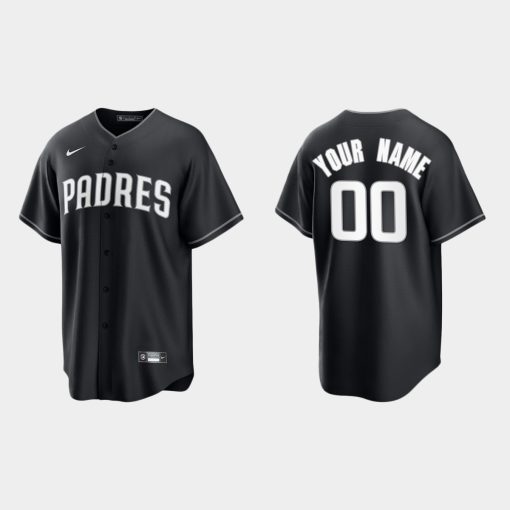 Custom San Diego Padres 2021 All Black Fashion Cool Base Jersey Black White