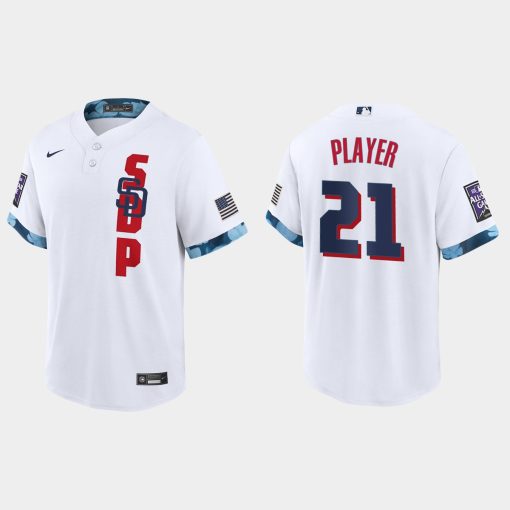 Custom San Diego Padres 2021 All-star Game Cool Base Jersey White