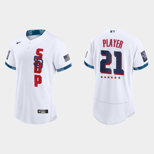 Custom San Diego Padres 2021 All-star Game Flex Base Jersey White