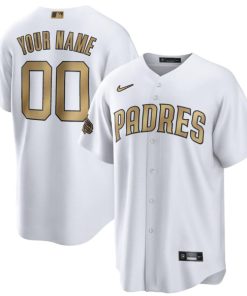 Custom San Diego Padres Active Player White 2022 All-star Cool Base Stitched Baseball Jersey