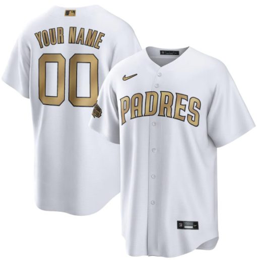 Custom San Diego Padres Active Player White 2022 All-star Cool Base Stitched Baseball Jersey