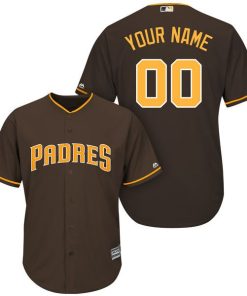 Custom San Diego Padres Brown Stitched Cool Base Jersey