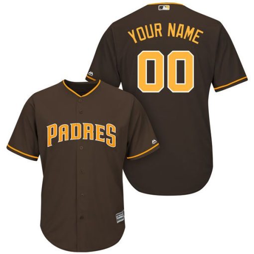 Custom San Diego Padres Brown Stitched Cool Base Jersey