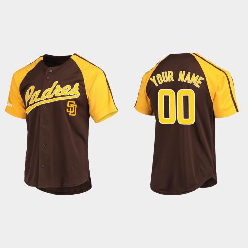 Custom San Diego Padres Cool Base Button-down Raglan Jersey Brown