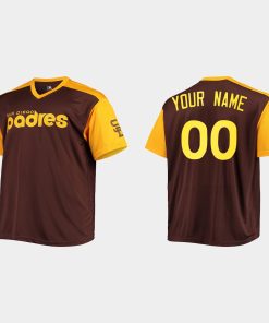 Custom San Diego Padres Cool Base Cooperstown Jersey Brown