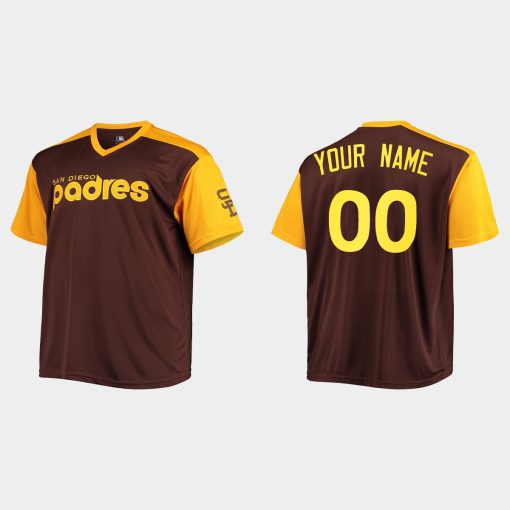 Custom San Diego Padres Cool Base Cooperstown Jersey Brown