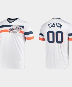 Custom San Diego Padres Cooperstown Collection V-neck Jersey White