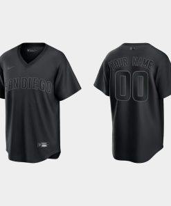 Custom San Diego Padres Pitch Black Fashion Cool Base Jersey Black