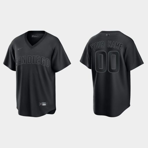 Custom San Diego Padres Pitch Black Fashion Cool Base Jersey Black