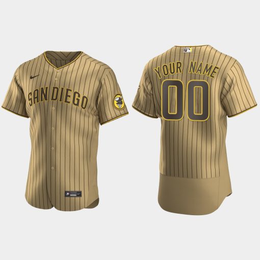 Custom San Diego Padres Tan Brown Flex Base 2020 Alternate Jersey