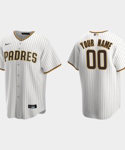 Custom San Diego Padres White Brown Cool Base Home Jersey
