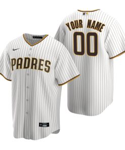 Custom San Diego Padres White Brown Cool Base Home Jersey